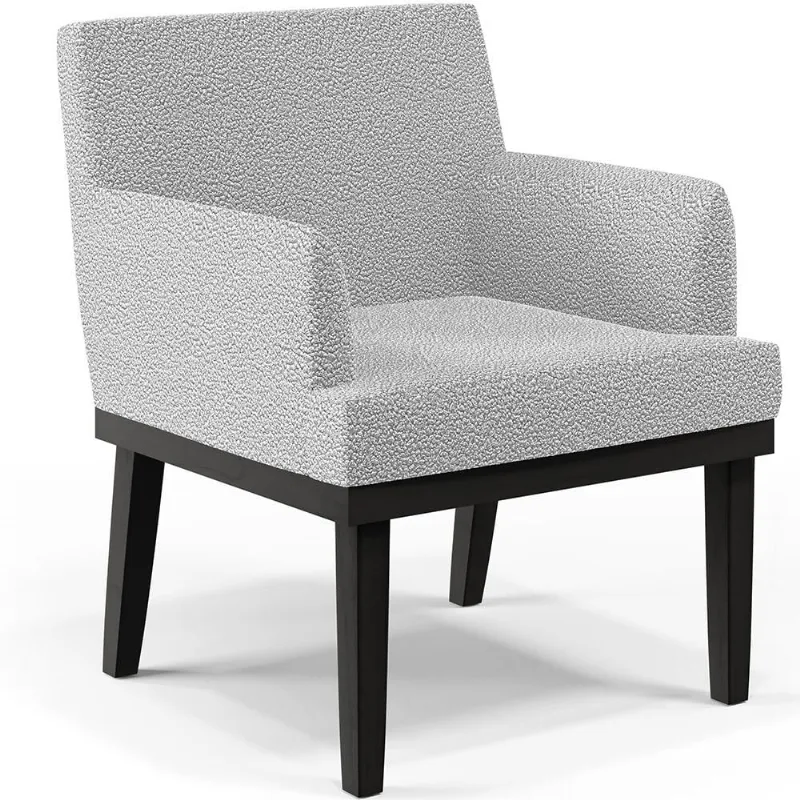 Poltrona Decorativa Para Sala De Estar Base Preto Beatriz W01 Bouclê Cinza - Lyam Decor