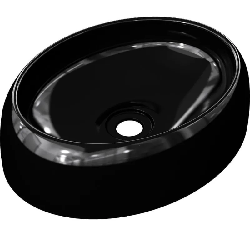 Cuba De Apoio Oval Para Banheiro Lavabo C01 Capri O39 Preto