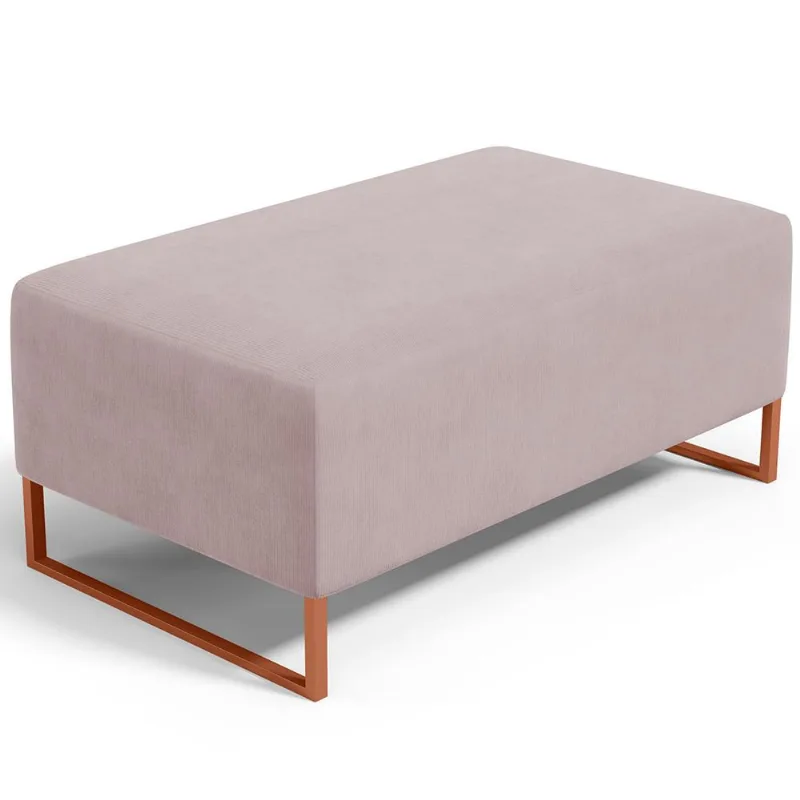 Puff Decorativo Sala De Estar Cléo 90cm Base De Ferro Cobre W01 Suede Rosê - Lyam Decor