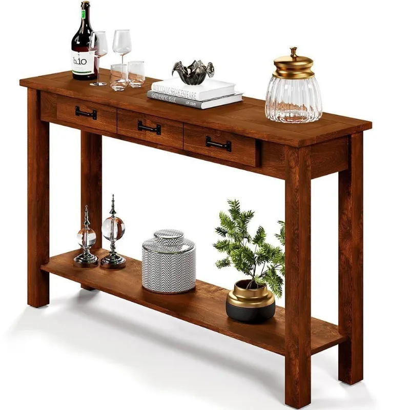 Aparador Buffet Sala De Estar 01 Gaveta 145cm W02 New Rústico Madeira Maciça Imbuia - Lyam Decor - Lyam Decor