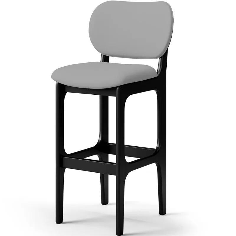 Banqueta Alta Para Cozinha Madeira Fixa Betta L02 Preto Facto Cinza - Lyam Decor - Lyam Decor
