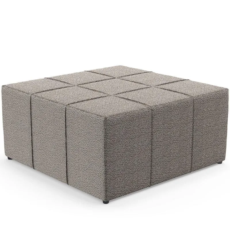 Puff Decorativo Para Sala de Estar Quadrado Milano 90x90cm W01 Bouclê Bege - Lyam Decor