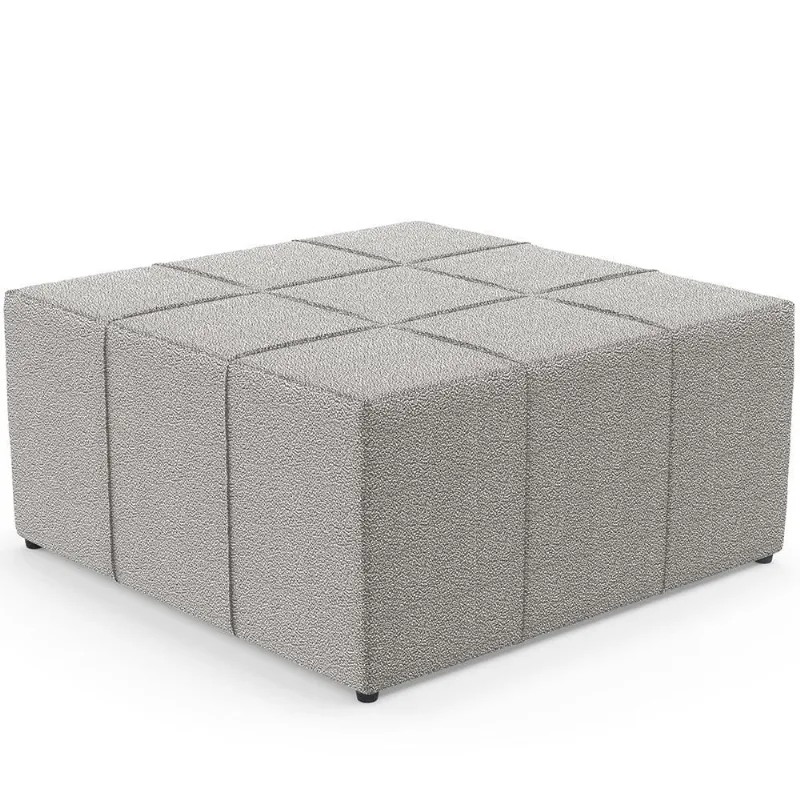 Puff Decorativo Para Sala de Estar Quadrado Milano 90x90cm W01 Bouclê Creme - Lyam Decor