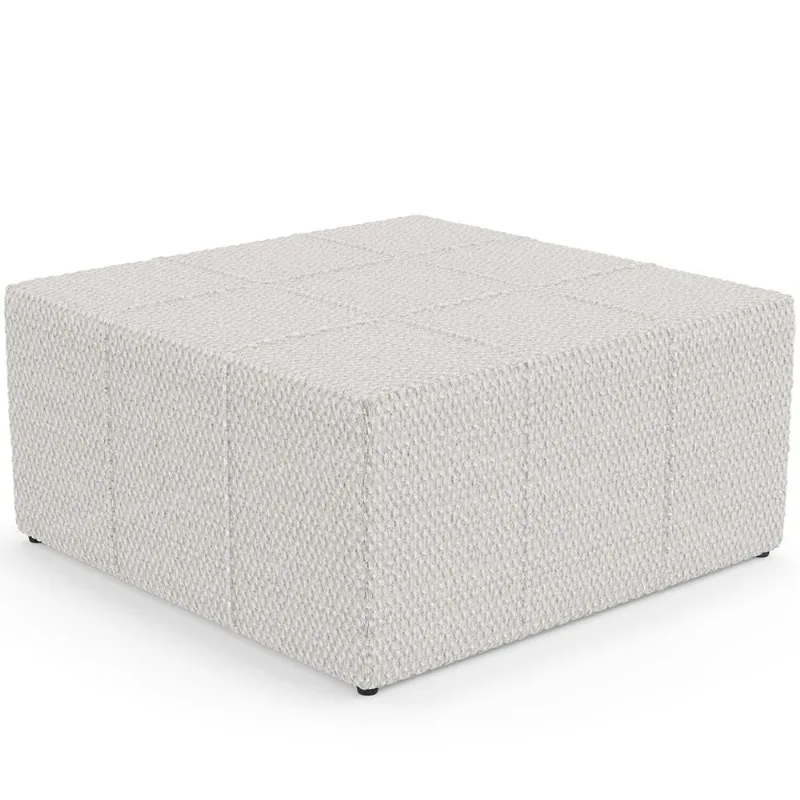 Puff Decorativo Para Sala de Estar Quadrado Milano 90x90cm W01 Bouclê Cru - Lyam Decor