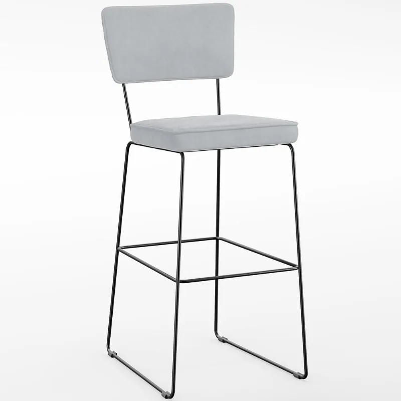 Banqueta Alta Para Cozinha Sala De Jantar Base Em Aço Fixa Allana L02 Suede Cinza - Lyam Decor - Lyam Decor