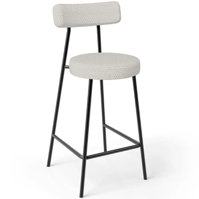 Banqueta Baixa Para Cozinha Sala De Jantar Bar Bancada Milão L02 Bouclê Cru - Lyam Decor