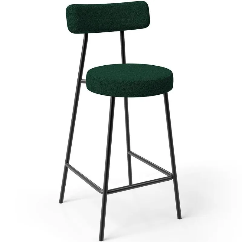 Banqueta Baixa Para Cozinha Sala De Jantar Bar Bancada Milão L02 Bouclê Verde - Lyam Decor