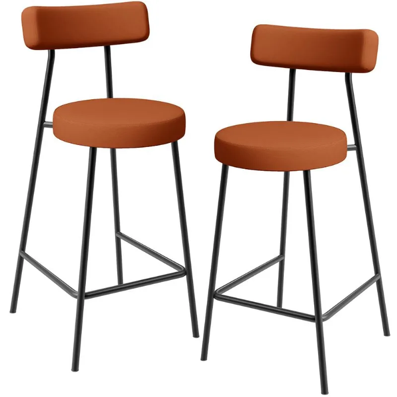 Kit 02 Banquetas Baixa Para Cozinha Sala De Jantar Bancada Milão L02 Tecido Terracota - Lyam Decor