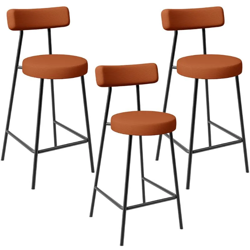 Kit 03 Banquetas Baixa Para Cozinha Sala De Jantar Bancada Milão L02 Tecido Terracota - Lyam Decor