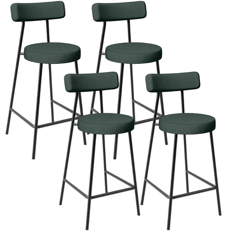 Kit 04 Banquetas Baixa Para Cozinha Sala De Jantar Bancada Milão L02 Linho Verde Musgo - Lyam Decor