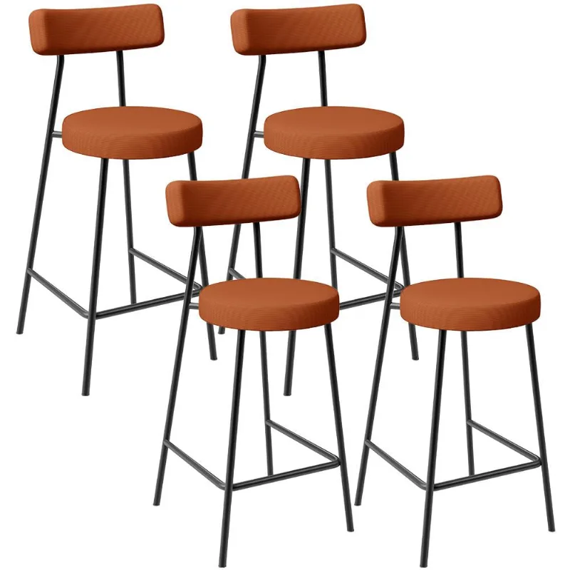 Kit 04 Banquetas Baixa Para Cozinha Sala De Jantar Bancada Milão L02 Tecido Terracota - Lyam Decor