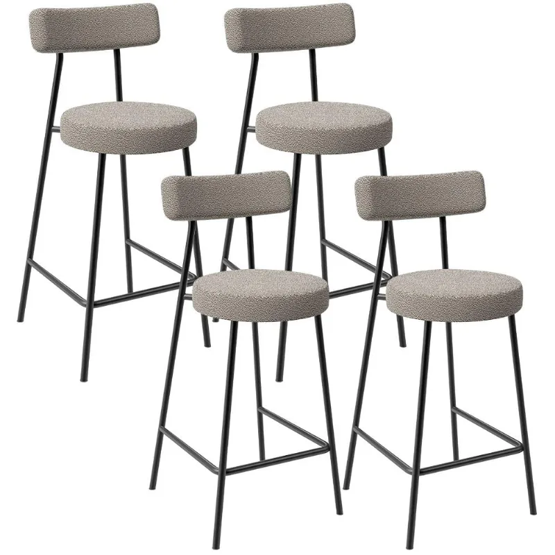 Kit 04 Banquetas Baixa Para Cozinha Sala De Jantar Bar Bancada Milão L02 Bouclê Creme - Lyam Decor