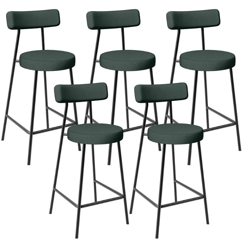 Kit 05 Banquetas Baixa Para Cozinha Sala De Jantar Bancada Milão L02 Linho Verde Musgo - Lyam Decor