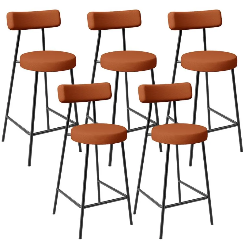 Kit 05 Banquetas Baixa Para Cozinha Sala De Jantar Bancada Milão L02 Tecido Terracota - Lyam Decor