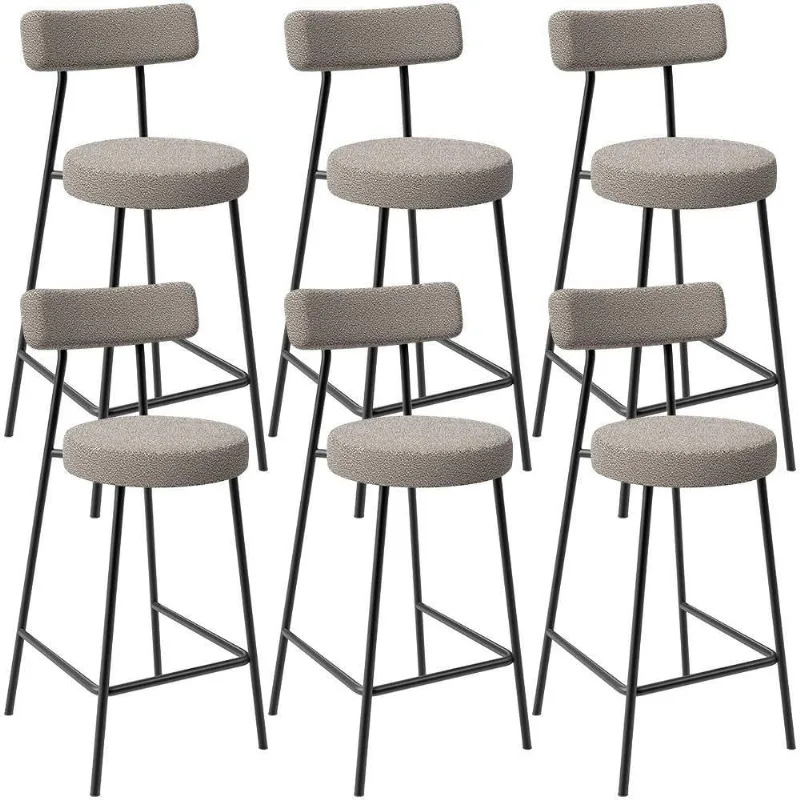 Kit 06 Banquetas Baixa Para Cozinha Sala De Jantar Bar Bancada Milão L02 Bouclê Creme - Lyam Decor