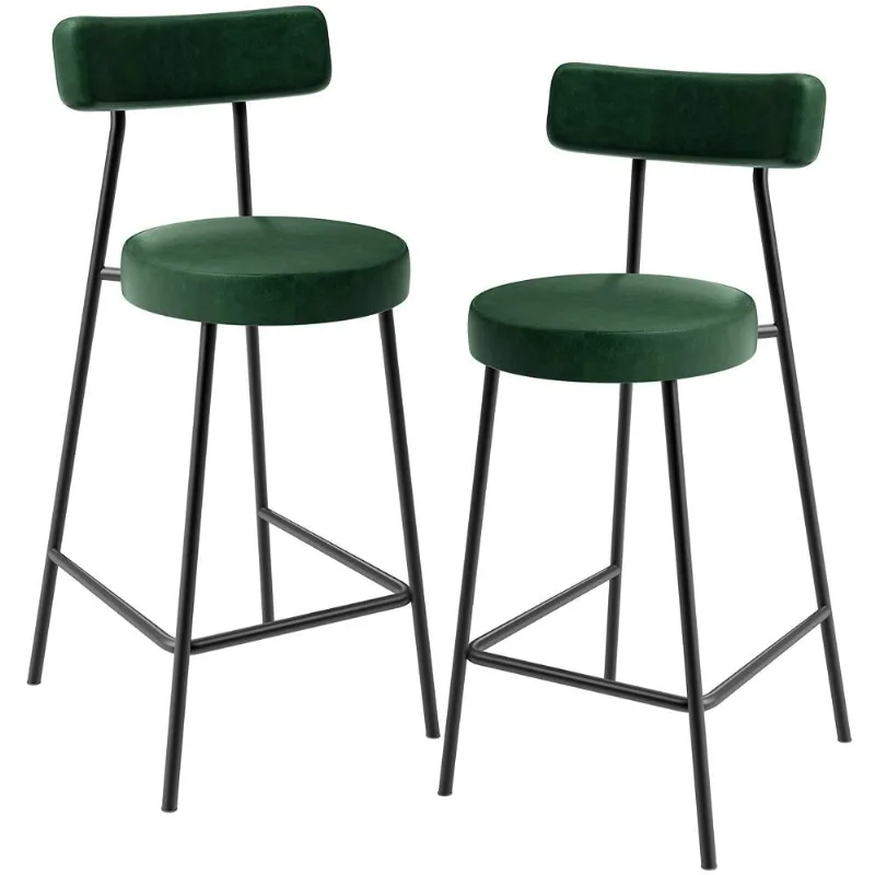 Kit 02 Banquetas Baixa Para Cozinha Sala De Jantar Bancada Milão L02 Facto Verde Musgo - Lyam Decor