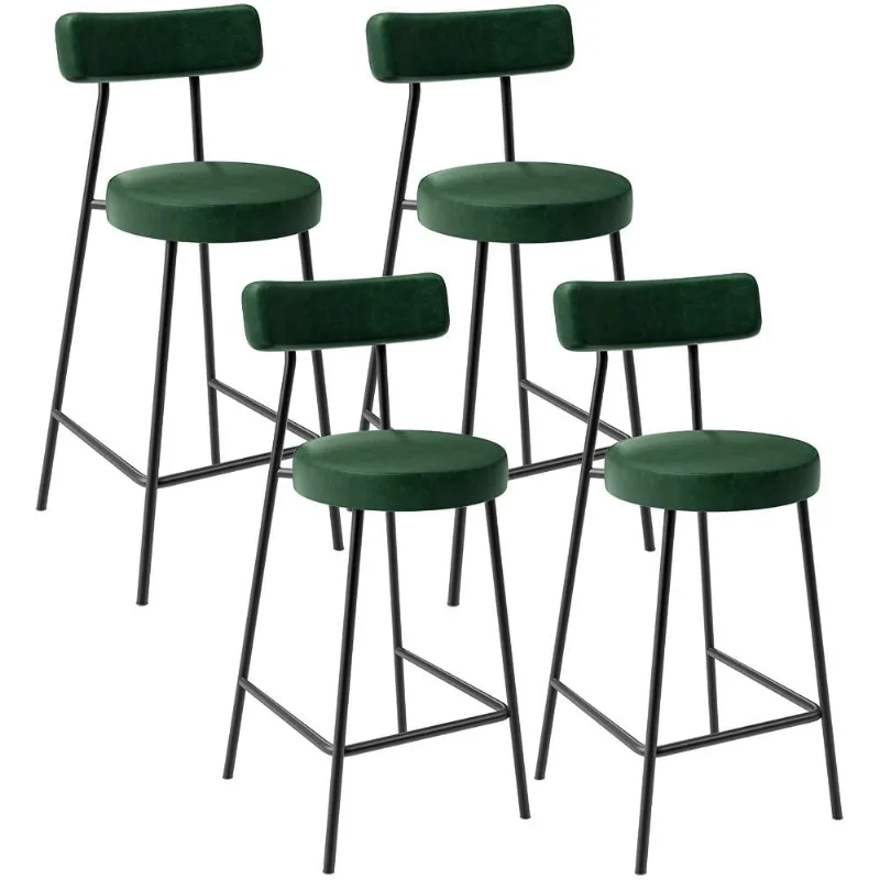 Kit 04 Banquetas Baixa Para Cozinha Sala De Jantar Bar Bancada Milão L02 Facto Verde Musgo - Lyam Decor - Lyam Decor