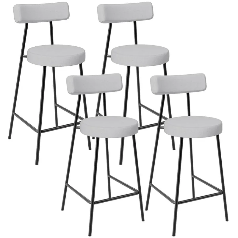 Kit 04 Banquetas Baixa Para Cozinha Sala De Jantar Bar Bancada Milão L02 Linho Cinza - Lyam Decor