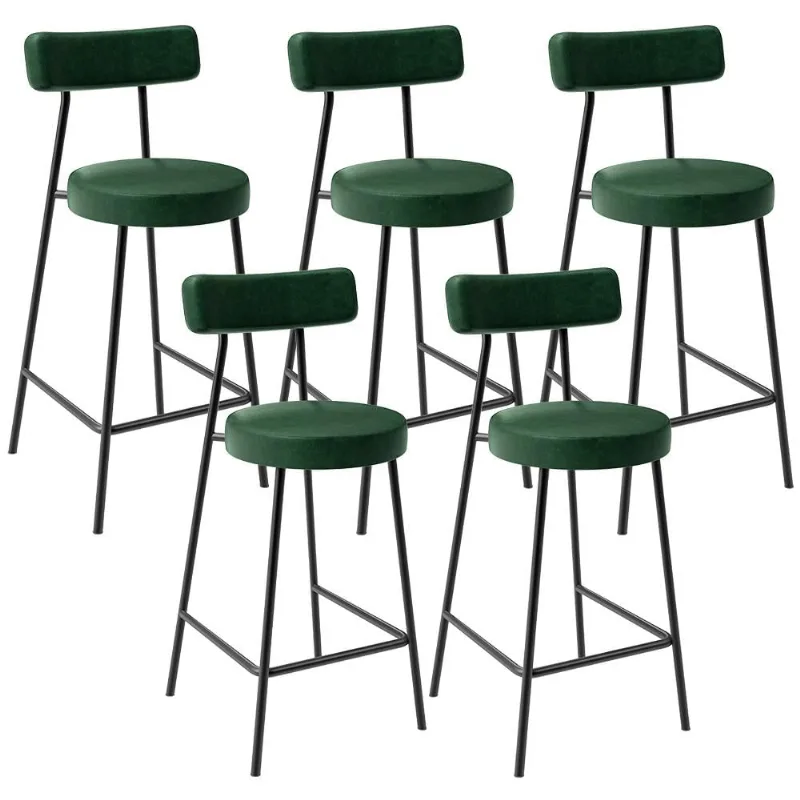 Kit 05 Banquetas Baixa Para Cozinha Sala De Jantar Bancada Milão L02 Facto Verde Musgo - Lyam Decor - Lyam Decor