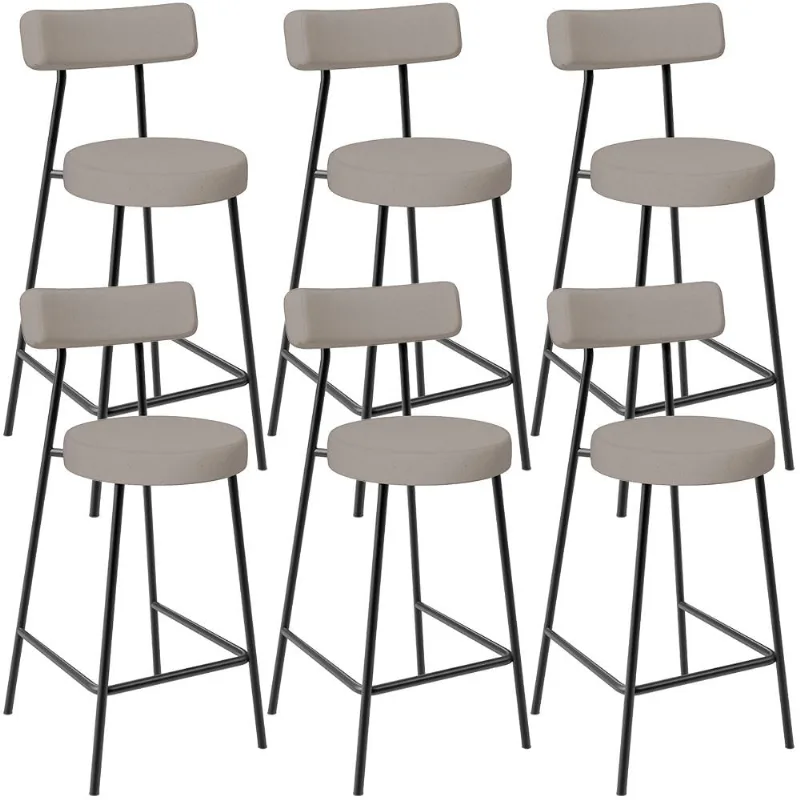 Kit 06 Banquetas Baixa Para Cozinha Sala De Jantar Bancada Milão L02 Linho Bege - Lyam Decor - Lyam Decor