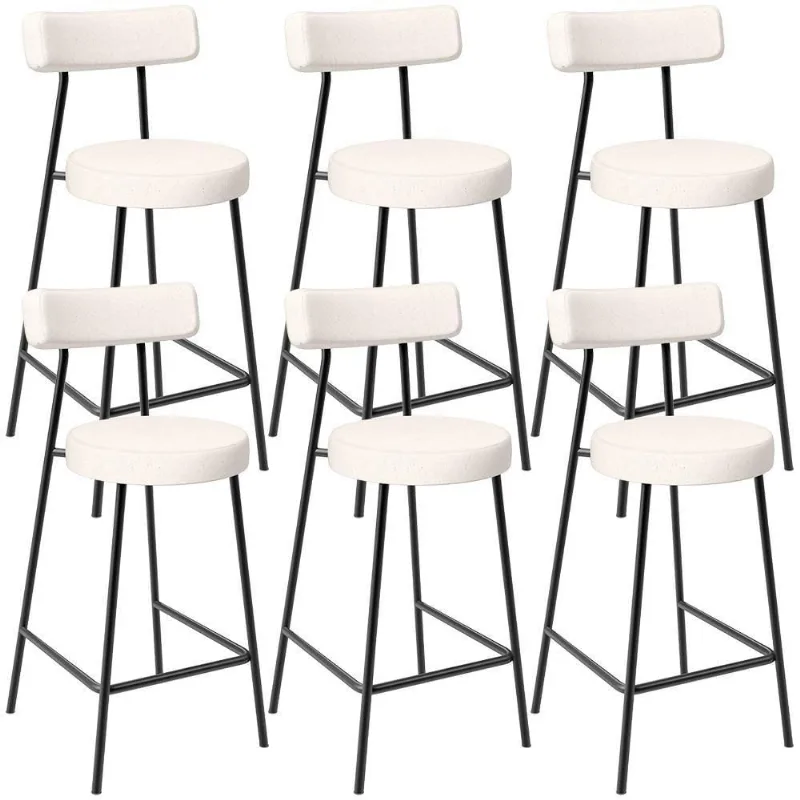 Kit 06 Banquetas Baixa Para Cozinha Sala De Jantar Bancada Milão L02 Linho Cru - Lyam Decor - Lyam Decor