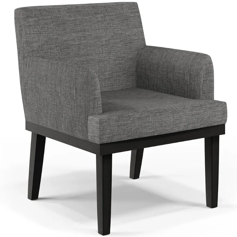 Poltrona Decorativa Para Sala De Estar Base Preto Beatriz W01 Linho Cinza Escuro - Lyam Decor