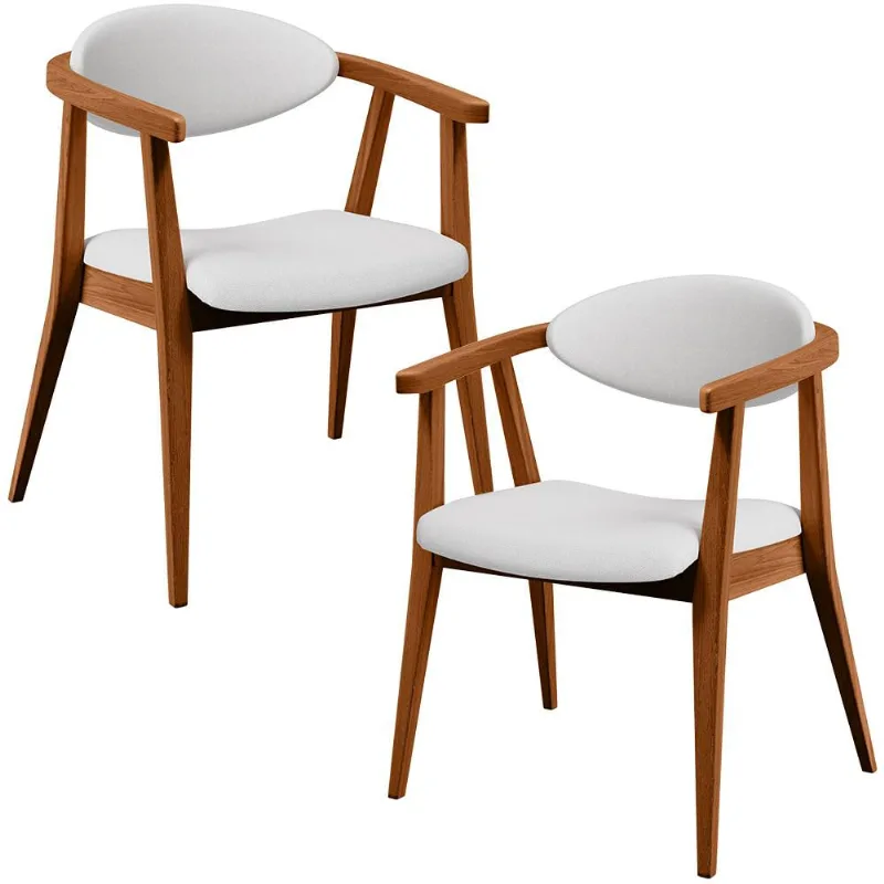 Kit 02 Poltronas Decorativas Para Sala de Estar Jantar Cecília L02 Facto Branco - Lyam Decor