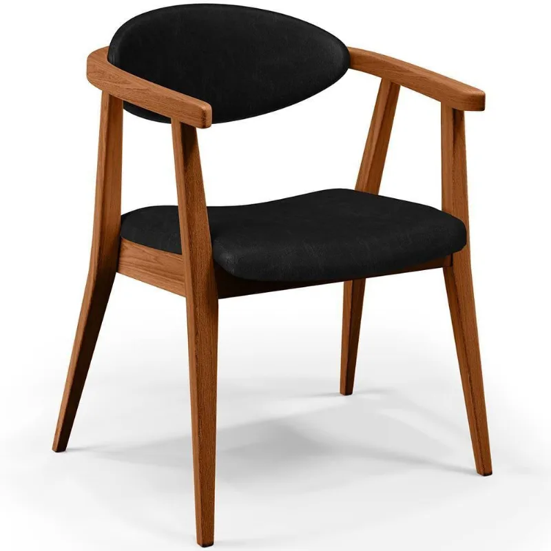 Poltrona Decorativa Para Sala De Estar Jantar Cecília L02 Couríssimo Preto