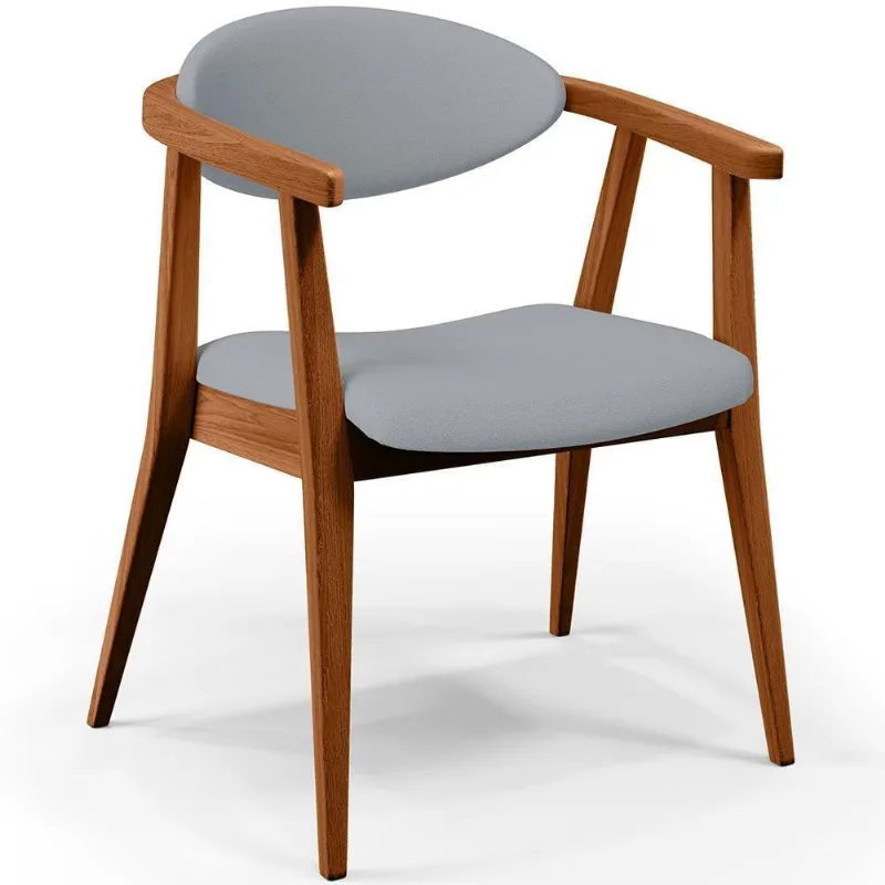 Poltrona Decorativa Para Sala De Estar Jantar Cecília L02 Facto Cinza