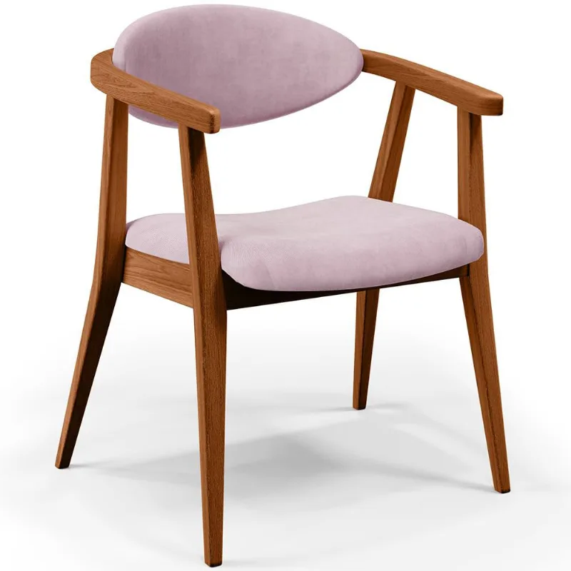 Poltrona Decorativa Para Sala de Estar Jantar Cecília L02 Suede Rosê - Lyam Decor