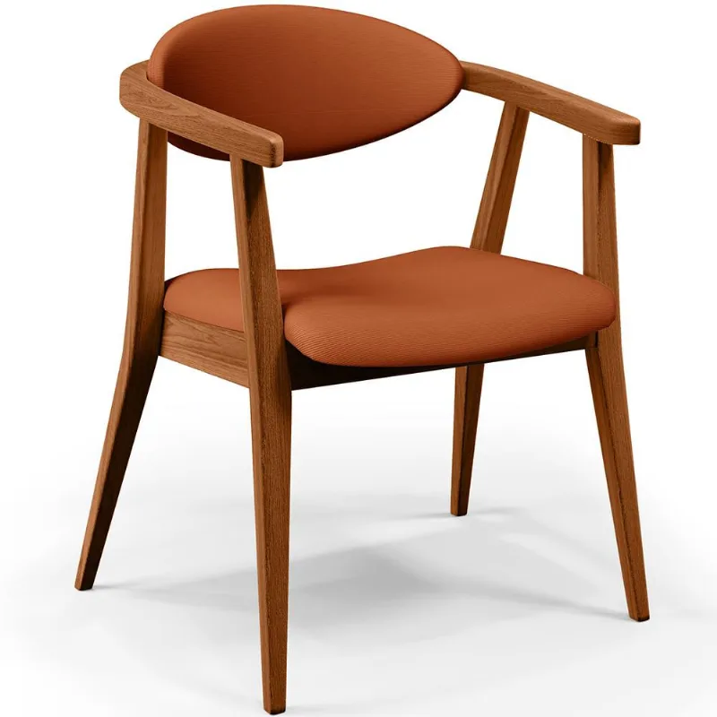 Poltrona Decorativa Para Sala de Estar Jantar Cecília L02 Tecido Terracota - Lyam Decor