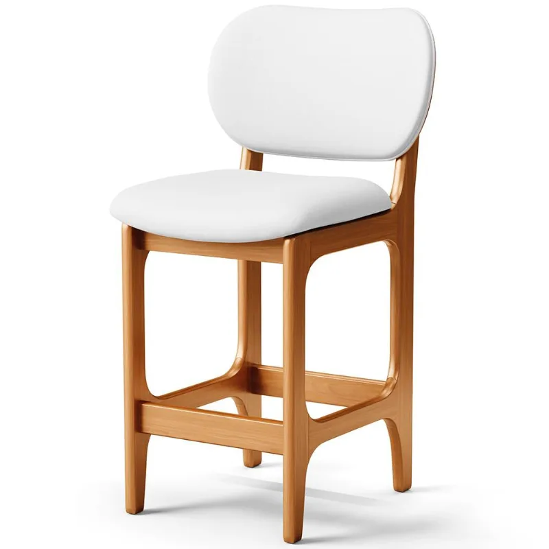 Banqueta Baixa Bar Cozinha E Sala De Jantar Fixa Betta L02 Imbuia Facto Branco - Lyam Decor