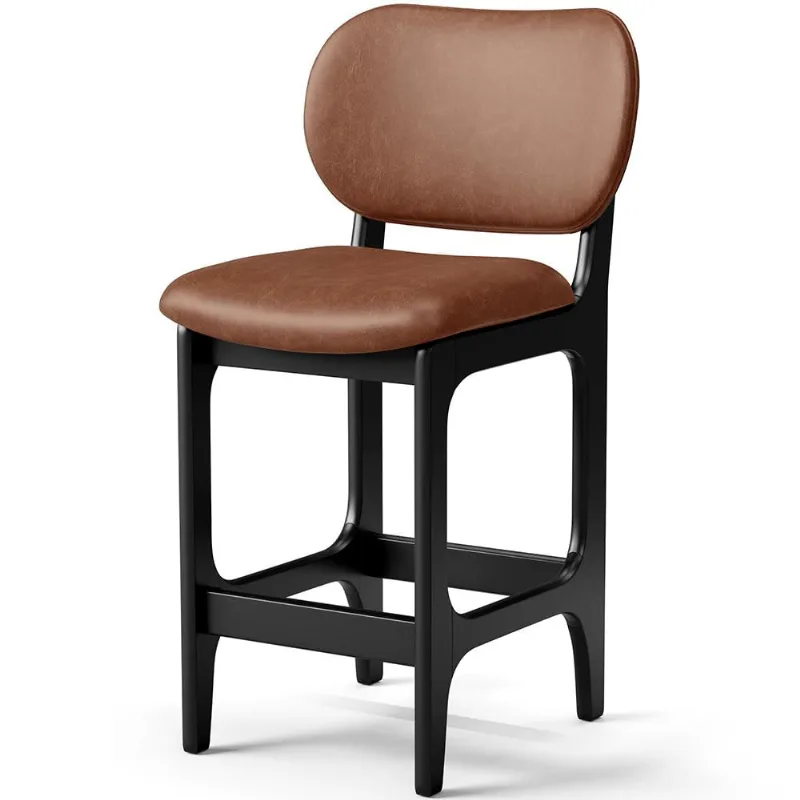 Banqueta Baixa Bar Cozinha E Sala De Jantar Fixa Betta L02 Preto Couríssimo Marrom - Lyam Decor