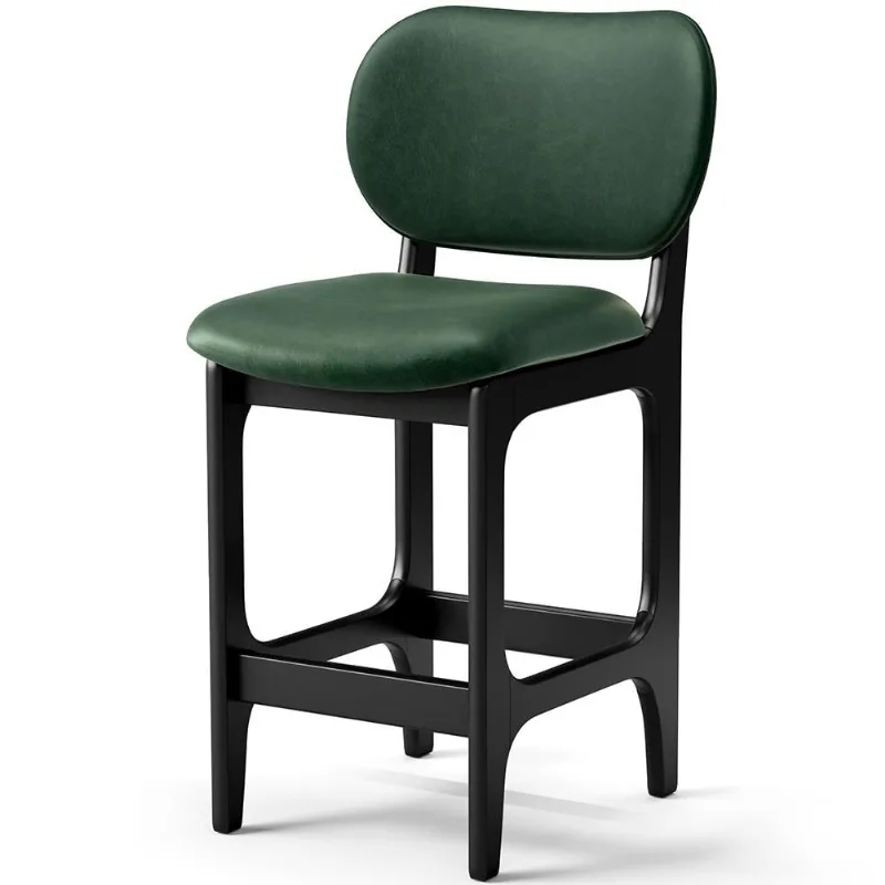 Banqueta Baixa Bar Cozinha E Sala De Jantar Fixa Betta L02 Preto Facto Verde Musgo - Lyam Decor