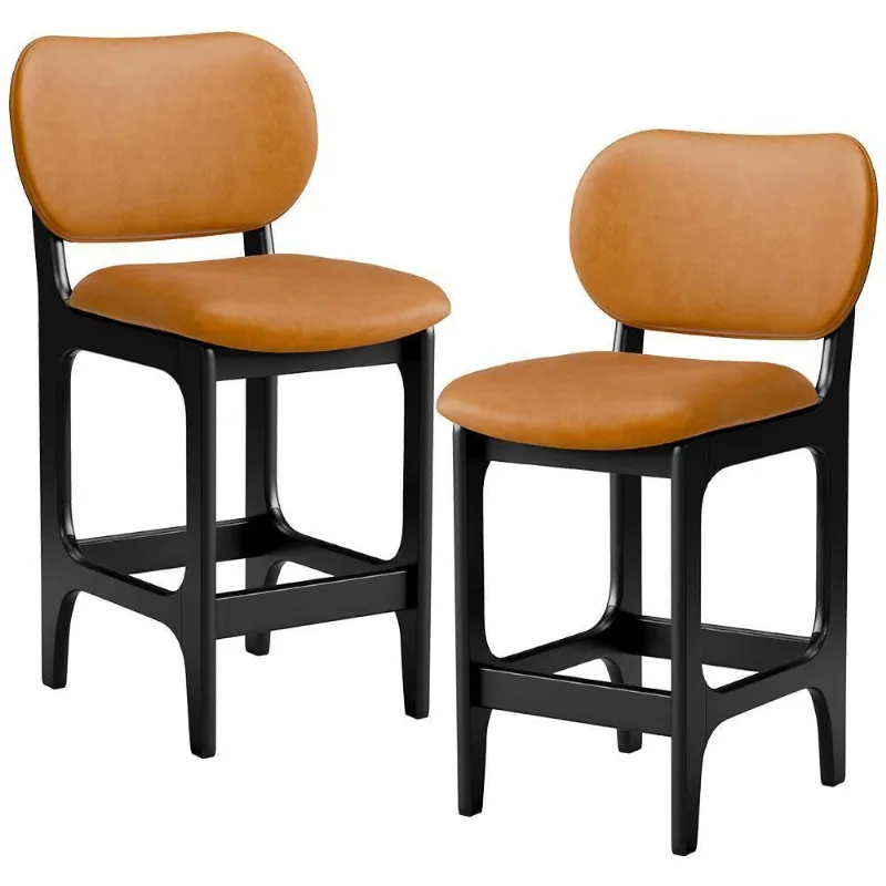 Kit 02 Banquetas Baixa Bar Cozinha E Sala De Jantar Fixa Betta Preto Couríssimo Whisky - Lyam Decor