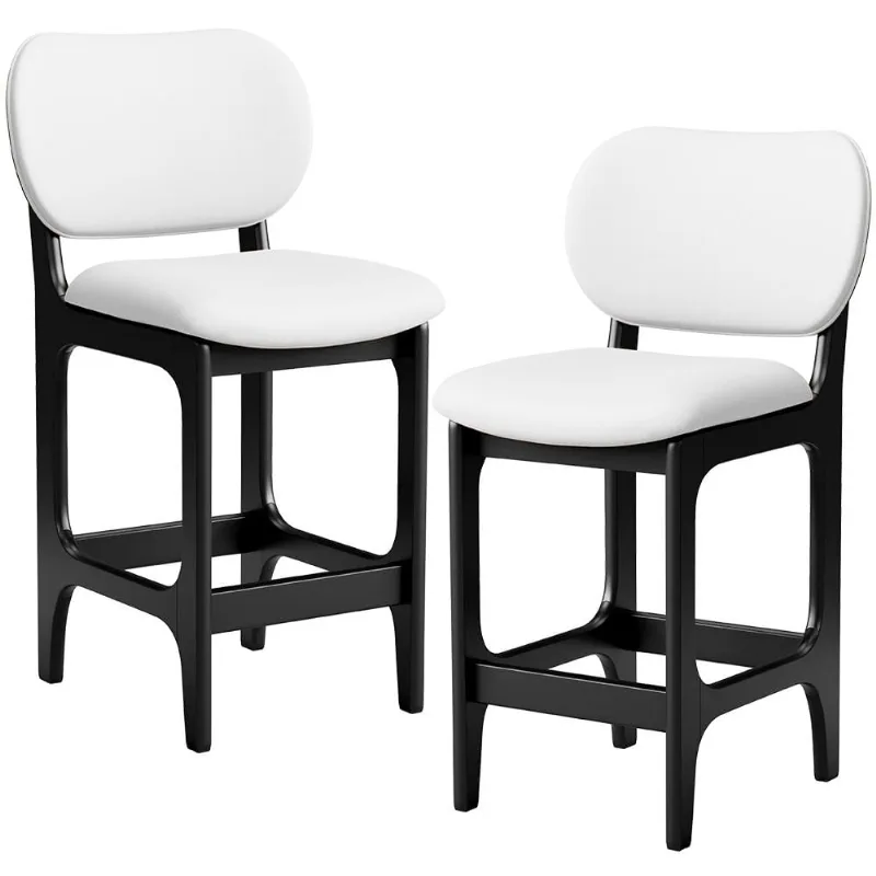 Kit 02 Banquetas Baixa Bar Cozinha E Sala De Jantar Fixa Betta L02 Preto Facto Branco - Lyam Decor - Lyam Decor