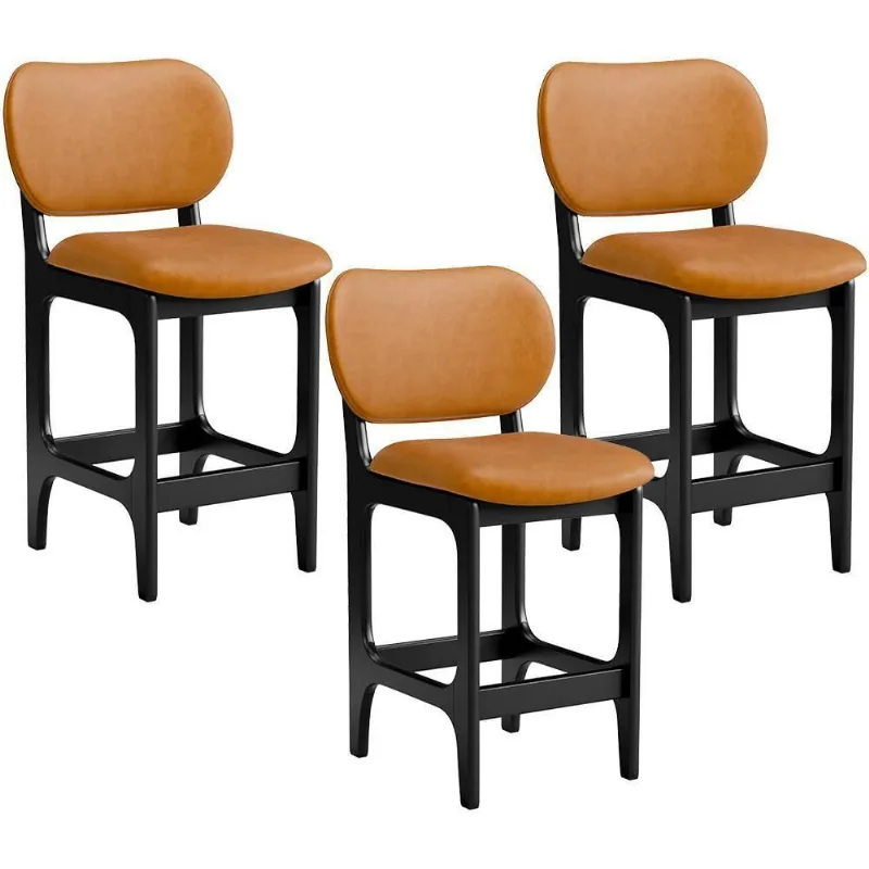 Kit 03 Banquetas Baixa Bar Cozinha E Sala De Jantar Fixa Betta L02 Preto Couríssimo Whisky - Lyam Decor