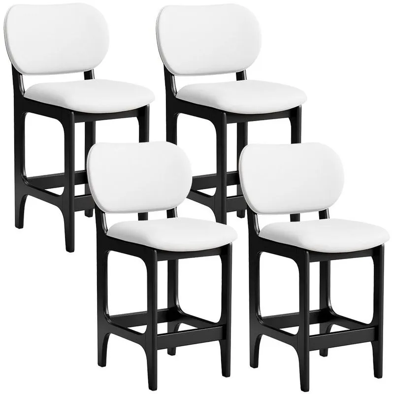 Kit 04 Banquetas Baixa Bar Cozinha E Sala De Jantar Fixa Betta L02 Preto Facto Branco - Lyam Decor