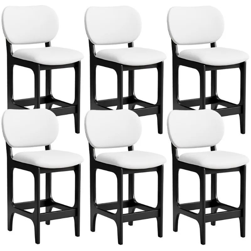 Kit 06 Banquetas Baixa Bar Cozinha E Sala De Jantar Fixa Betta L02 Preto Facto Branco - Lyam Decor - Lyam Decor
