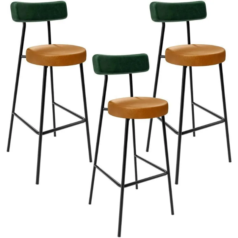 Kit 3 Banquetas Alta Cozinha Sala De Jantar Milão L02 Facto Verde Couríssimo Whisky - Lyam Decor - Lyam Decor
