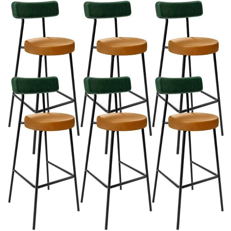 Kit 6 Banquetas Alta Cozinha Sala De Jantar Milão L02 Facto Verde Couríssimo Whisky - Lyam Decor - Lyam Decor