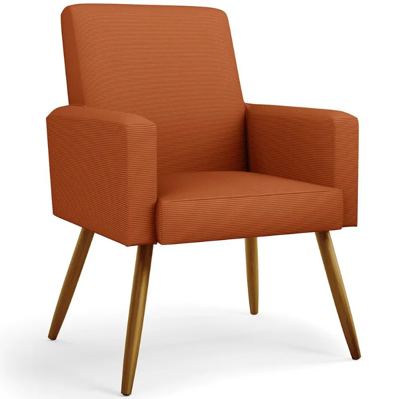Poltrona Decorativa Para Sala De Estar Maria W01 Pés Palito Tecido Terracota - Lyam Decor
