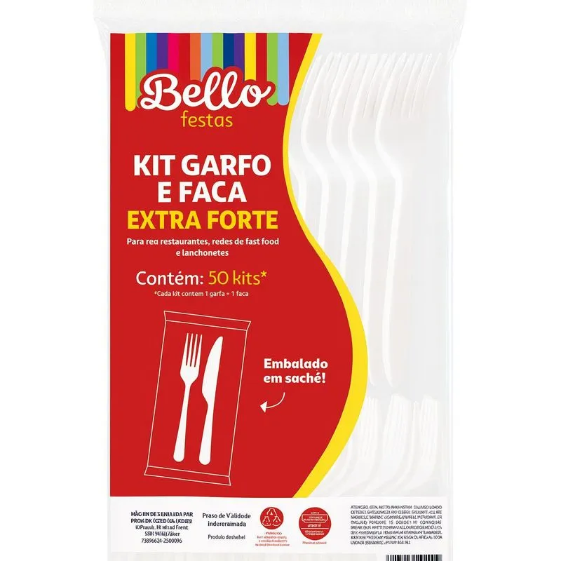 Kit Sachê De Garfo E Faca Extra Forte Branco Com 50 Un.