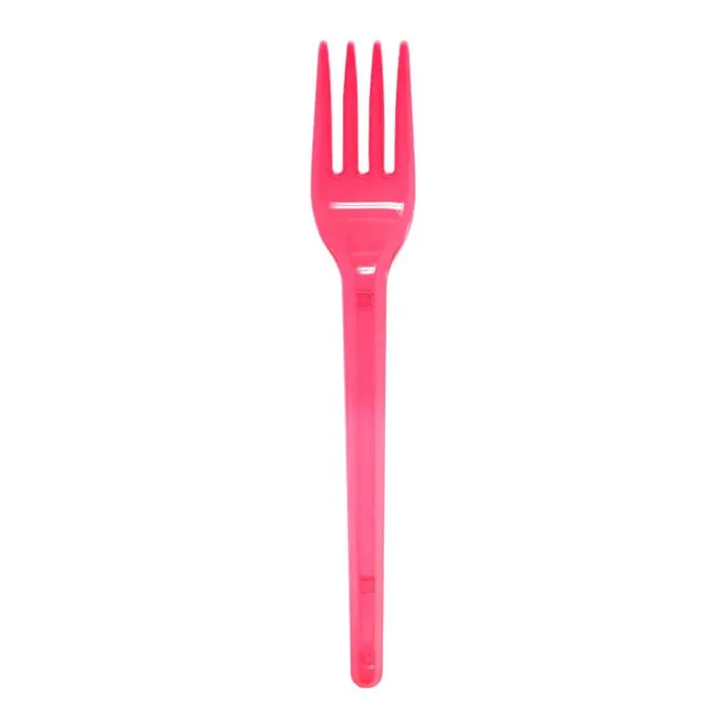 Garfo Plástico Sobremesa Neon Rosa c/50 - Bello