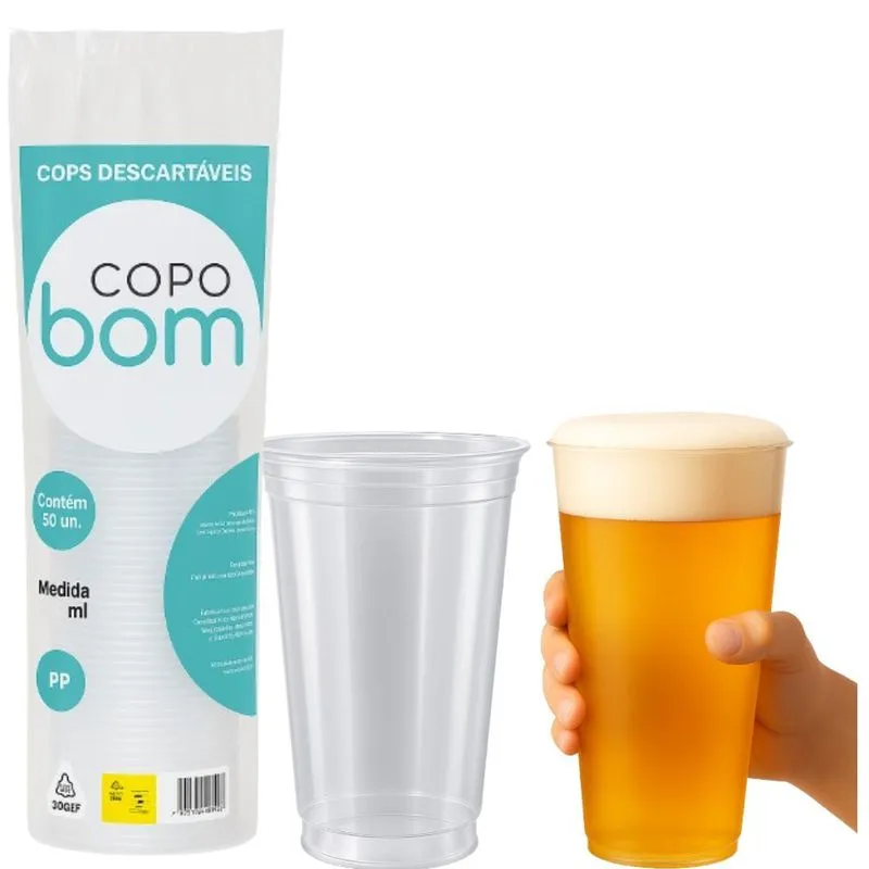 Copo Descartável 770ml Liso Chop E Bebidas Com 50 Un.