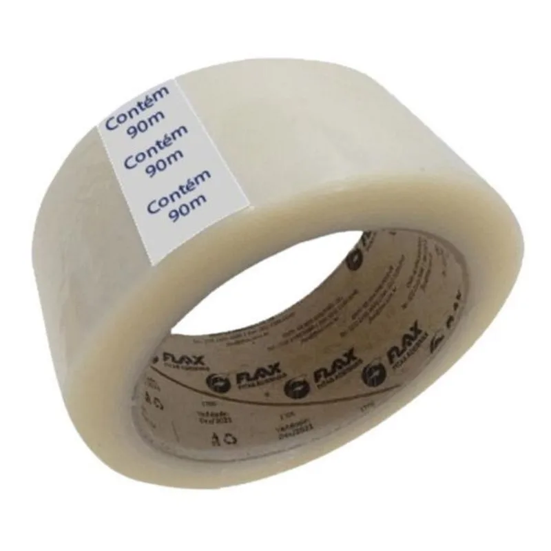 Kit Caixa 72 Fita Adesiva Flax Hotmelt Embalagem 48Mm X 90M