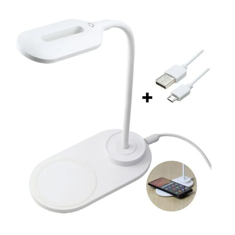 Luminária De Mesa Full 16cm Com Carregamento Por Indução Bivolt 10w 900lm Branco