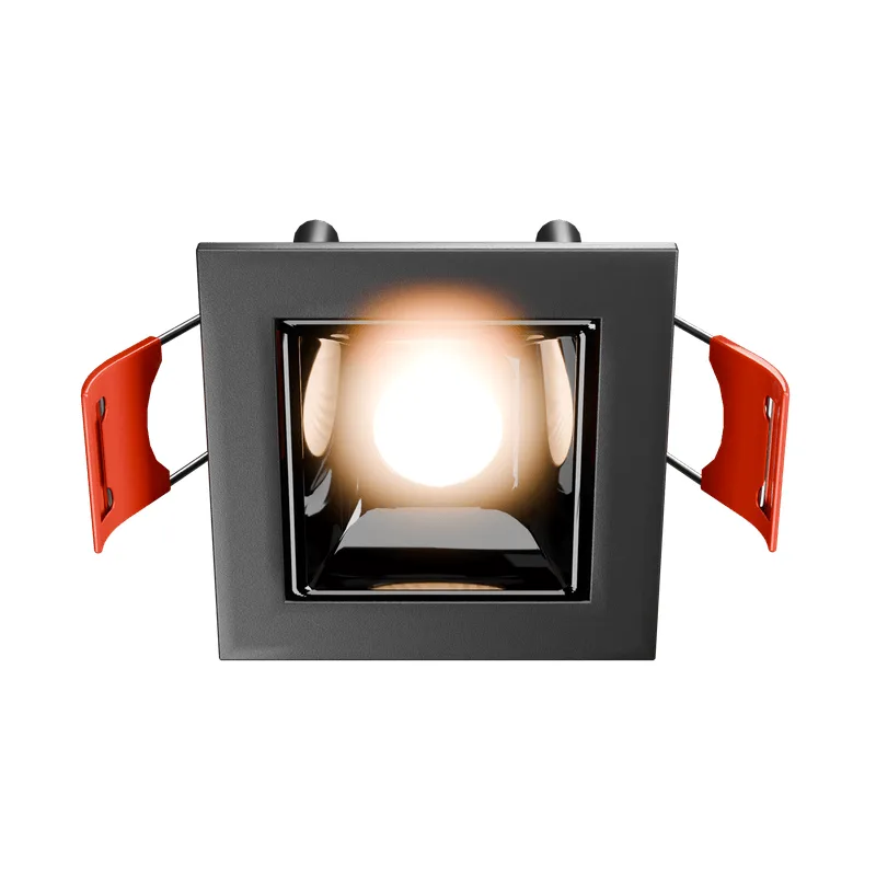 Luminária de Embutir Quadrada 2W LED 3000K Luz Amarela Bivolt Preta Antiofuscante AY18021 Pandora Ayla