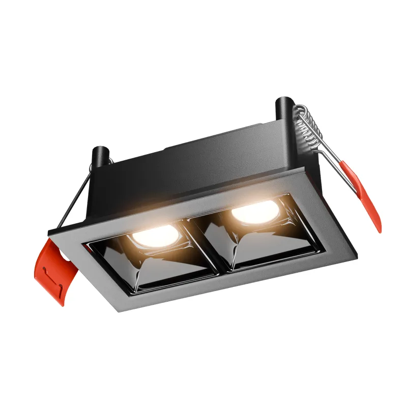 Luminária de Embutir Retangular 4W LED 3000K Luz Amarela Bivolt Preta Antiofuscante AY18022 Pandora Ayla