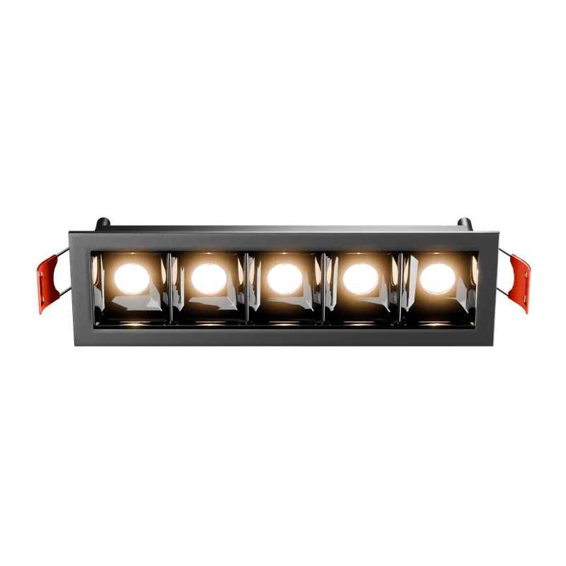 Luminária de Embutir Retangular 10W LED 3000K Luz Amarela Bivolt Preta Antiofuscante AY18025 Pandora Ayla